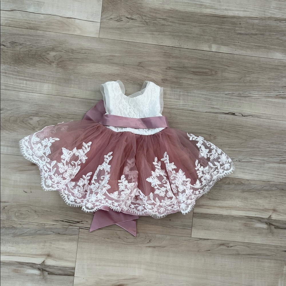 Pink and White Lace Dress